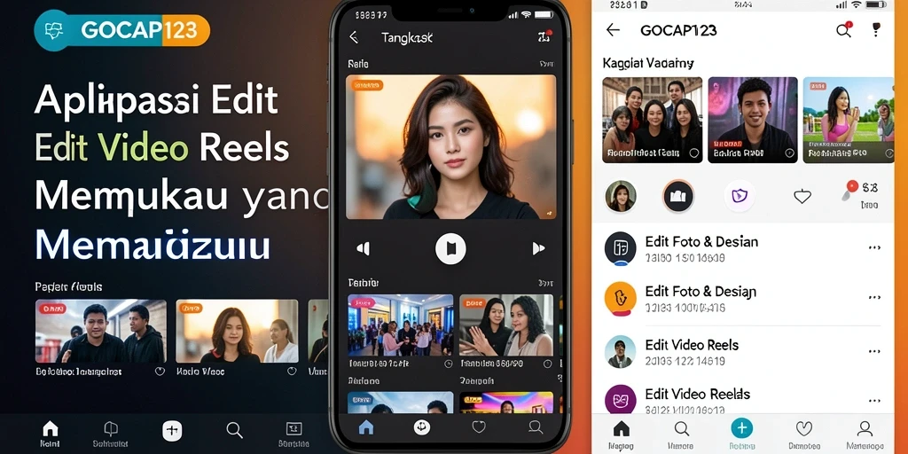 Antarmuka GOCAP123 dengan fitur Edit Video Reels yang intuitif.