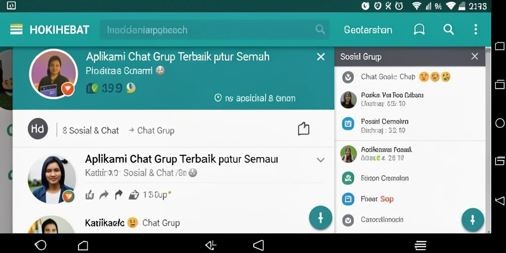 Antarmuka HOKIHEBAT yang menarik untuk chat grup.