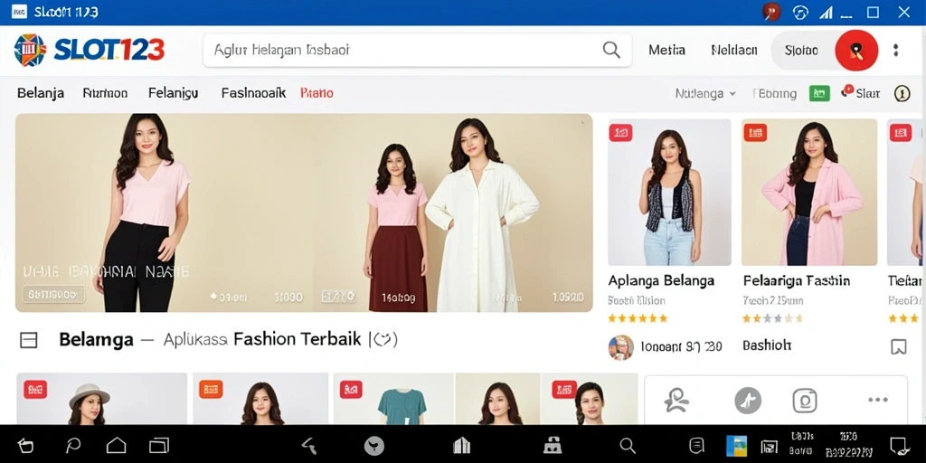 Screenshot SLOT123 menampilkan antarmuka aplikasi Fashion yang menarik.