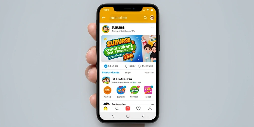 Antarmuka aplikasi SUBUR88 dengan berbagai fungsi Pembuat Stiker WA.