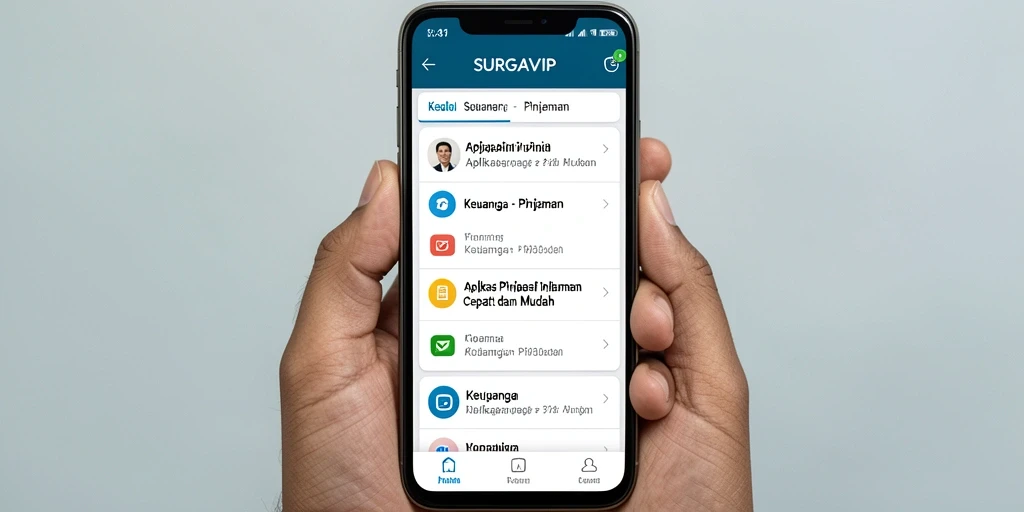Antarmuka aplikasi SURGAVIP yang mudah digunakan untuk pinjaman.